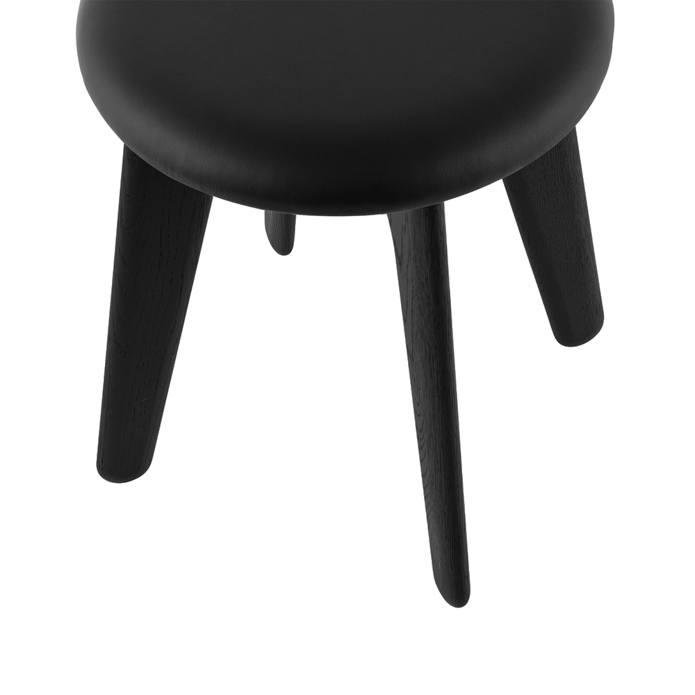 Slab stool replica in black oak + leather