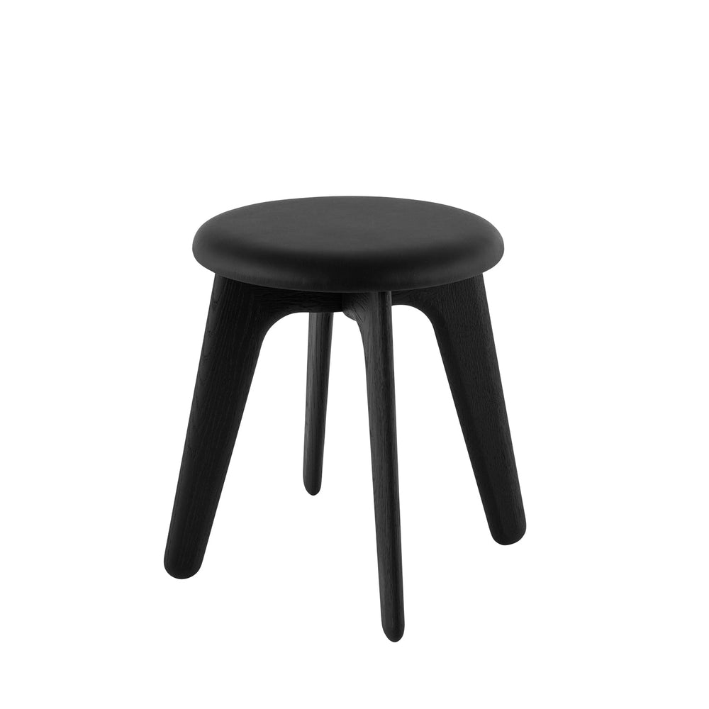 Slab stool replica in black oak + leather